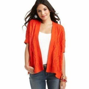 NWT LOFT Orange Pointelle Cardigan Sweater XS-S